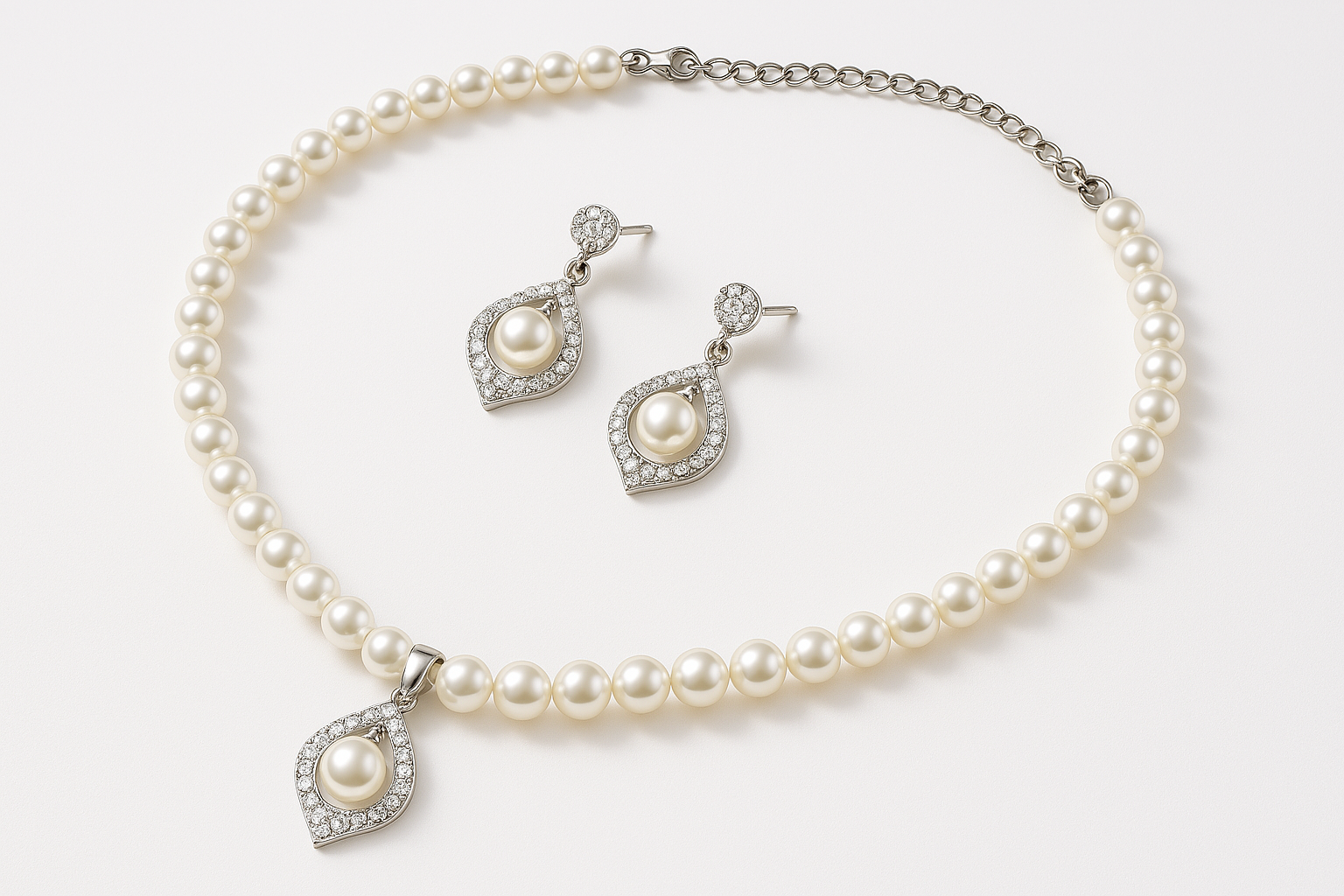 Elegant Pearl Choker Necklace Set for Women – White Stones & Earrings Combo | Festive & Wedding Wear