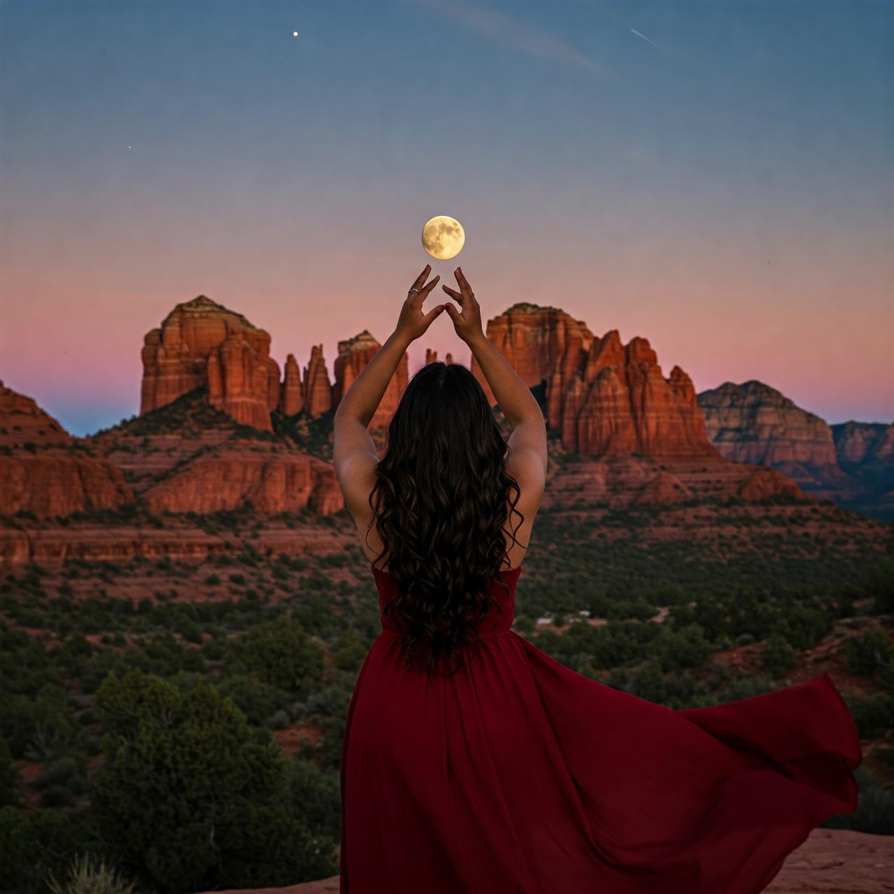 Paisaje de las montañas rojas de Sedona, Arizona al atardecer