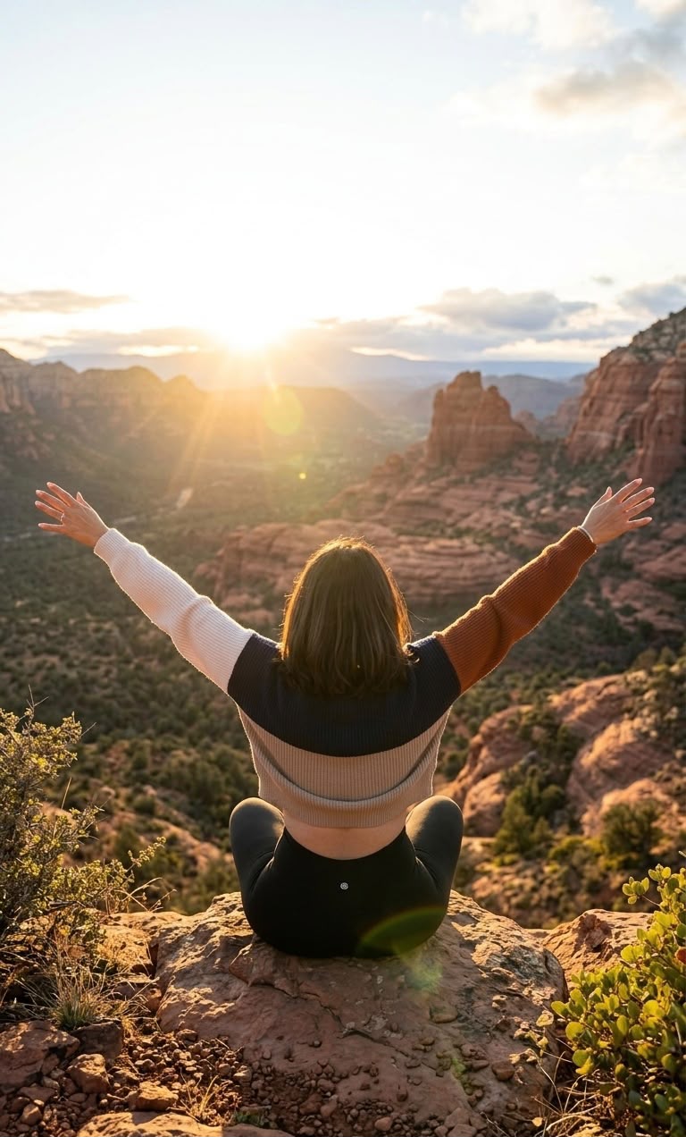 Silueta femenina boho conectando con su energía interior