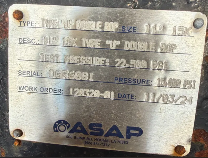 BOP’s, BOP 11in x 15M Cameron Type U Double & Single (Qty 2) w/Rams, Spacer Spool, Annular - Image 4