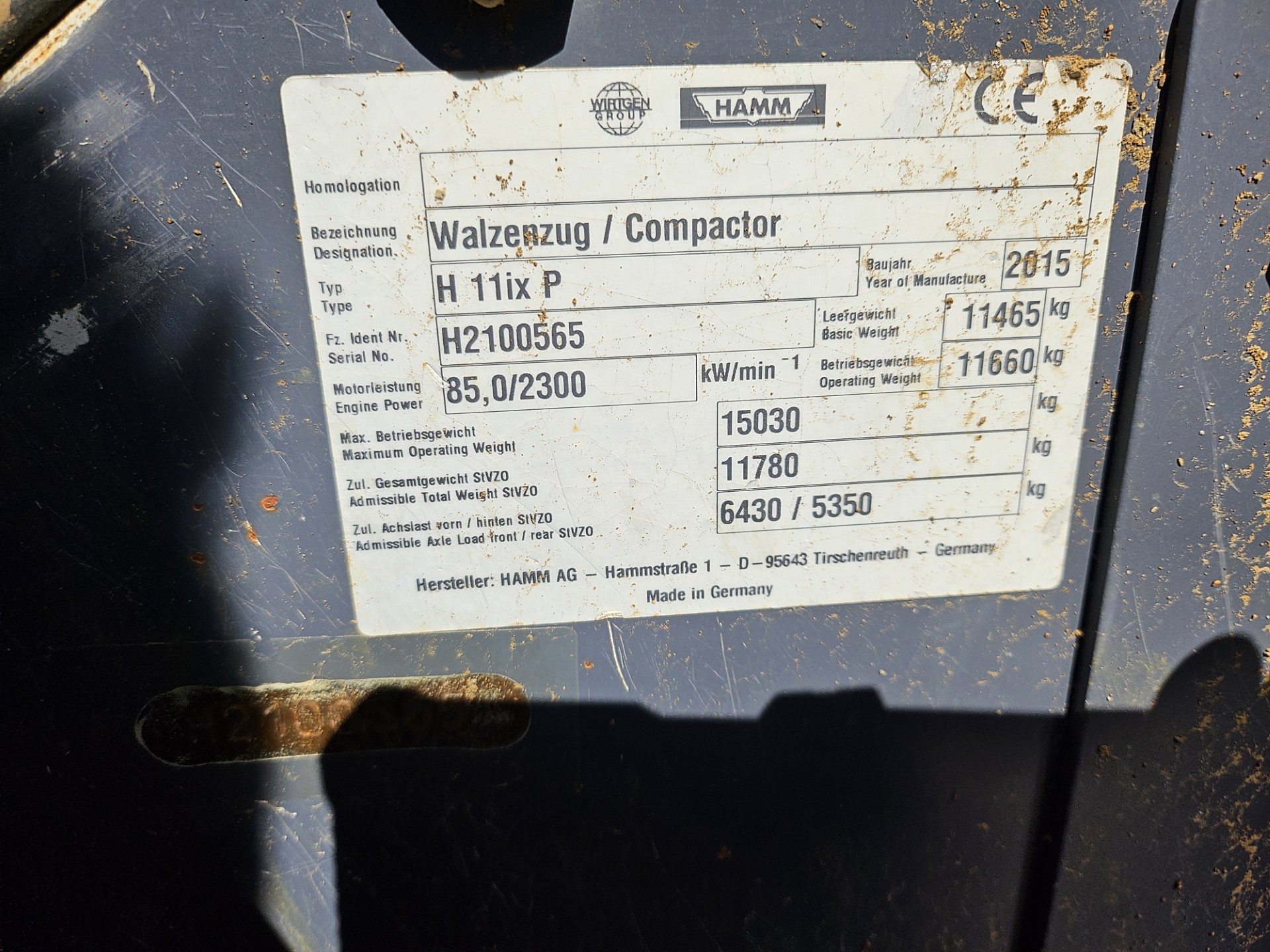 2015 Hamm H11ixP Vibratory Compactor - Image 7