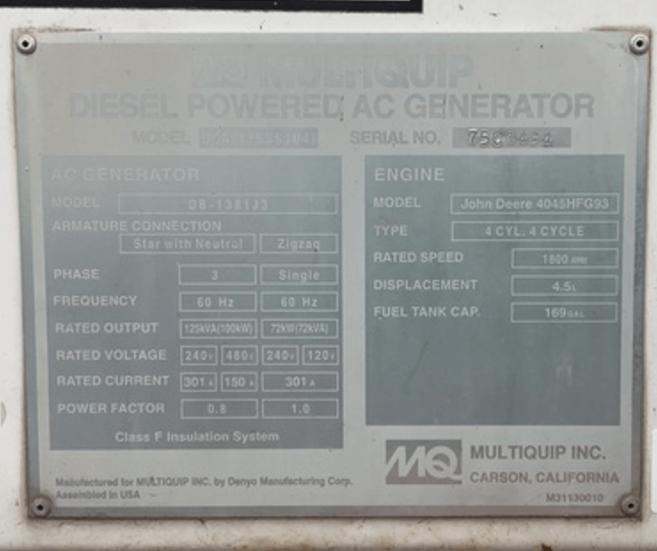 2015 Multiquip DCA125SSJU4I Trailer Mounted Used Diesel Generator - Image 15