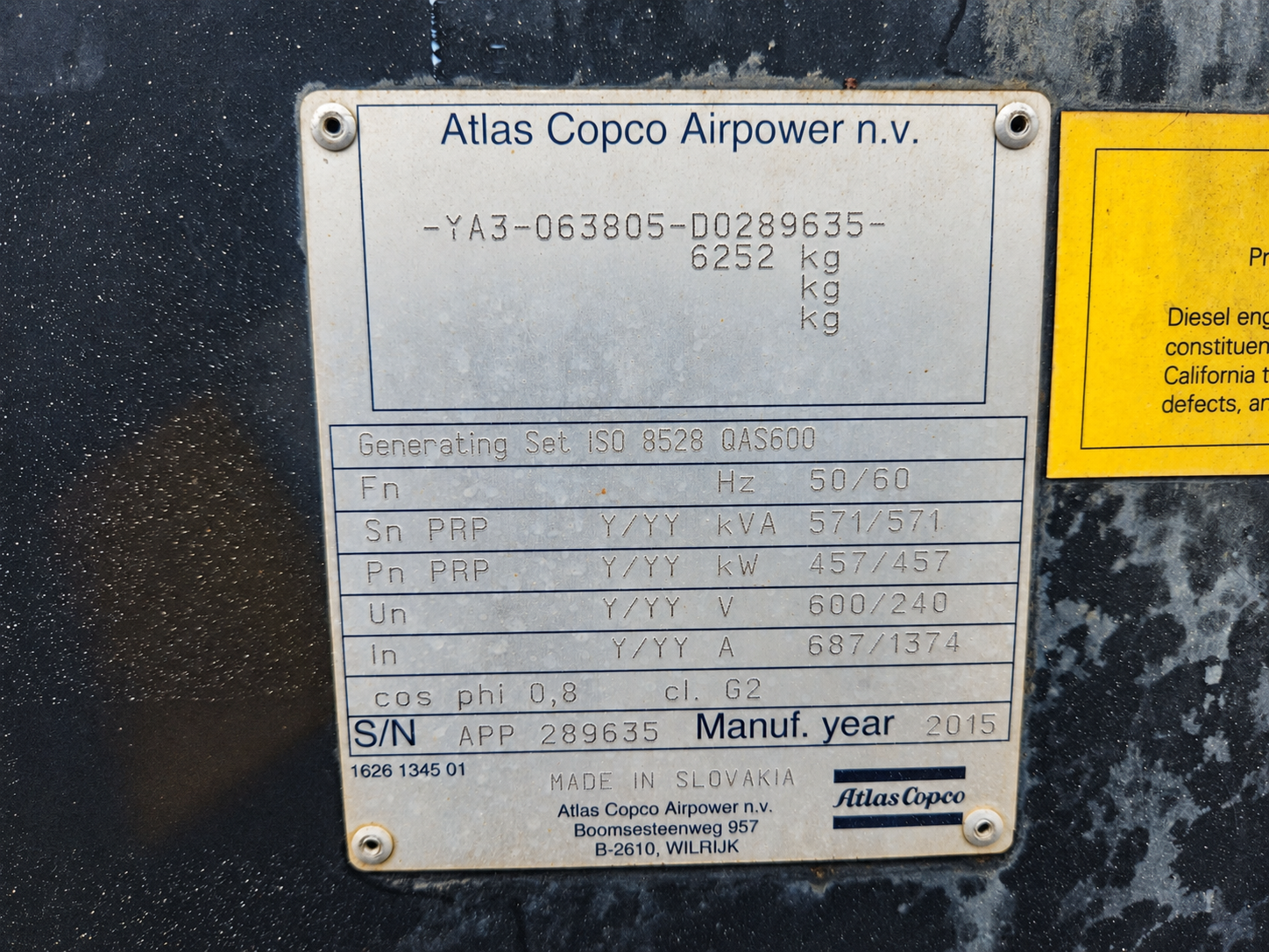 2013 Atlas Copco QAS600 Trailer Mounted Diesel Generator – Tier 2 - Image 15