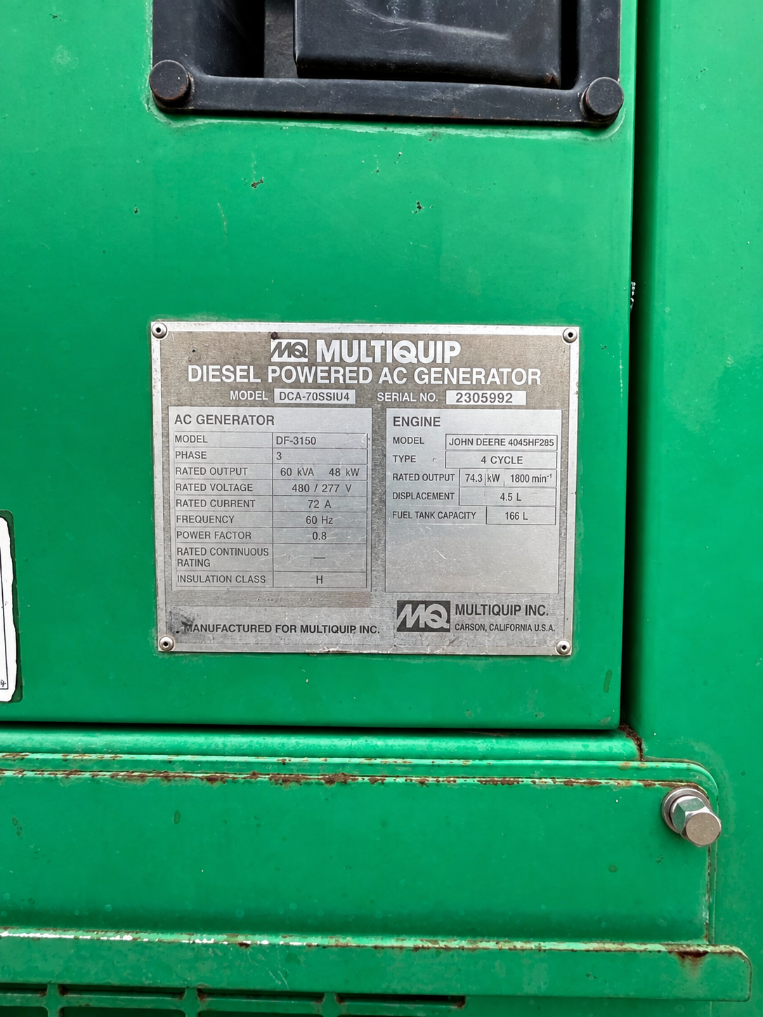 2014 Multiquip DCA70SSJU4I Trailer Mounted Diesel Generator - Image 12