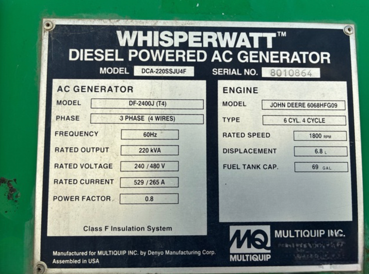 2016 Multiquip DCA220SSJU4F Generators - Image 2