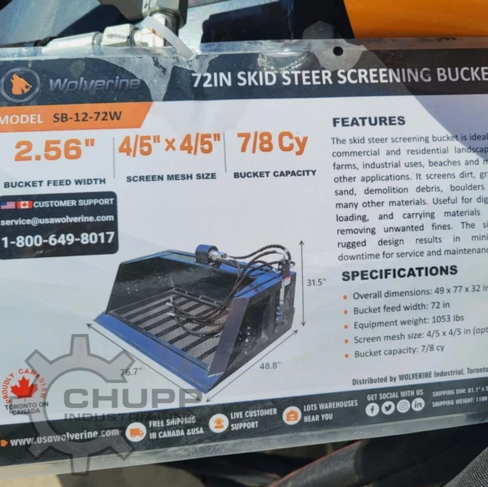 Unused Wolverine 72 inch Vibrating Soil Screening Bucket - Image 3