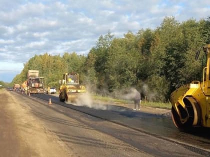 В Батецком районе приступили к укладке асфальта на дороге Великий Новгород — Луга