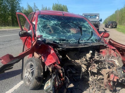 При столкновении двух иномарок в Новгородском районе травмы получили два мужчины и женщина