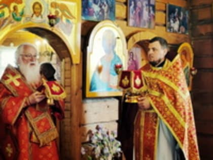 Митрополит Лев совершил Литургию в храме Всемилостивого Спаса деревни Быково 