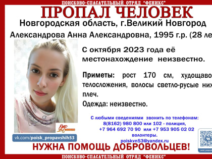 Продолжаются поиски новгородки, которая пропала в прошлом году