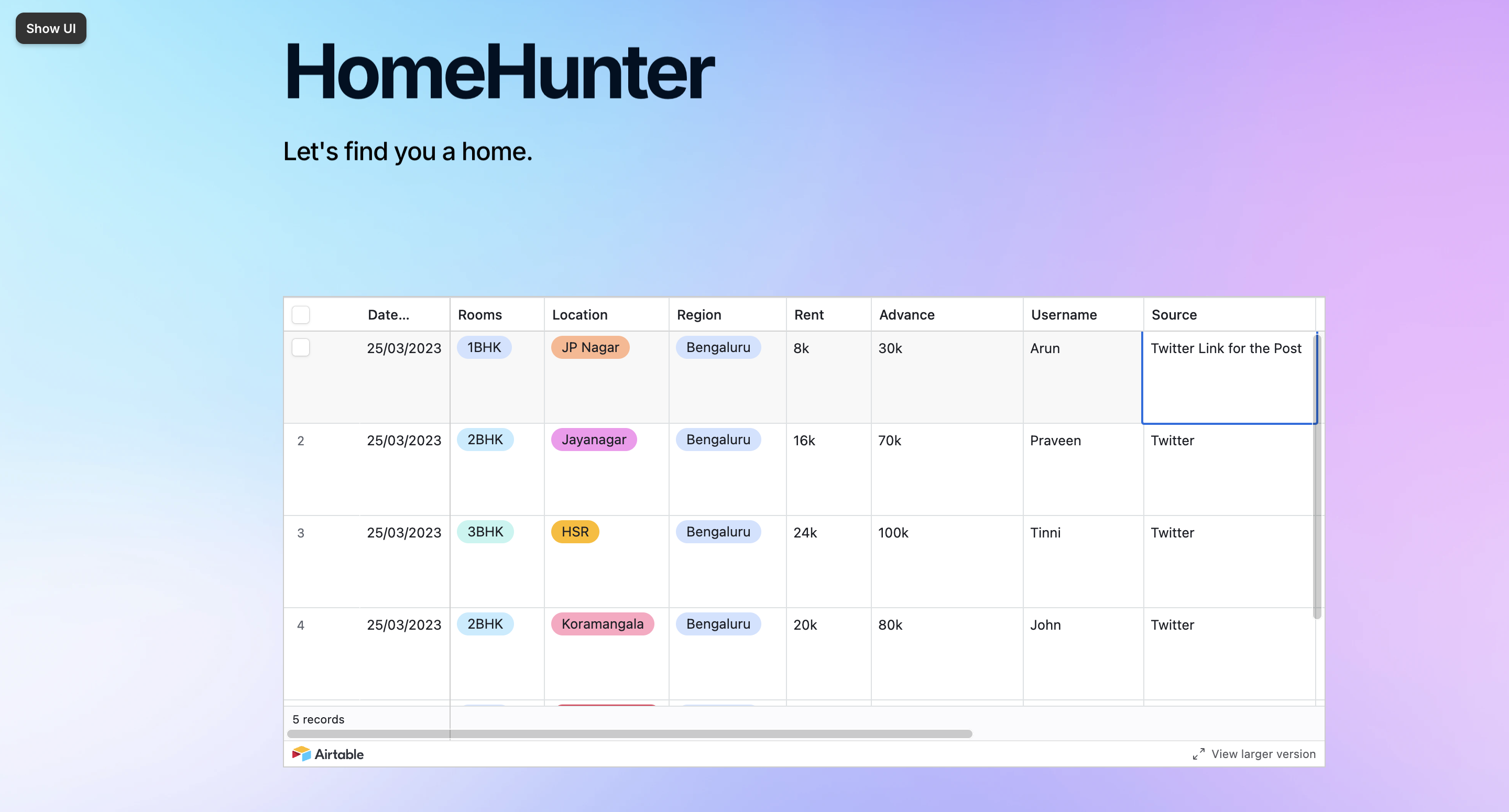 HomeHunter Homepage