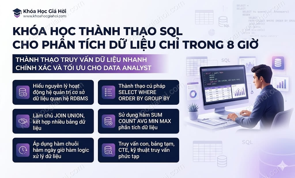 Khóa Học Thành Thạo Sql Cho Phân Tích Dữ Liệu Chỉ Trong 8 Giờ