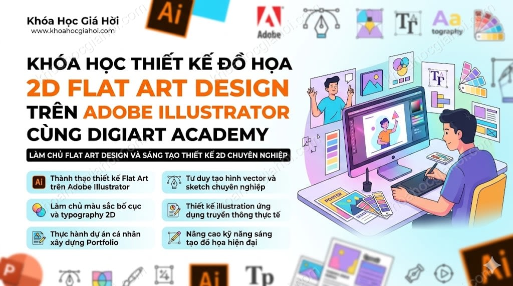 Khóa Học Thiết Kế Đồ Họa 2D : Flat Art Design Trên Adobe Illustrator Cùng Digiart Academy