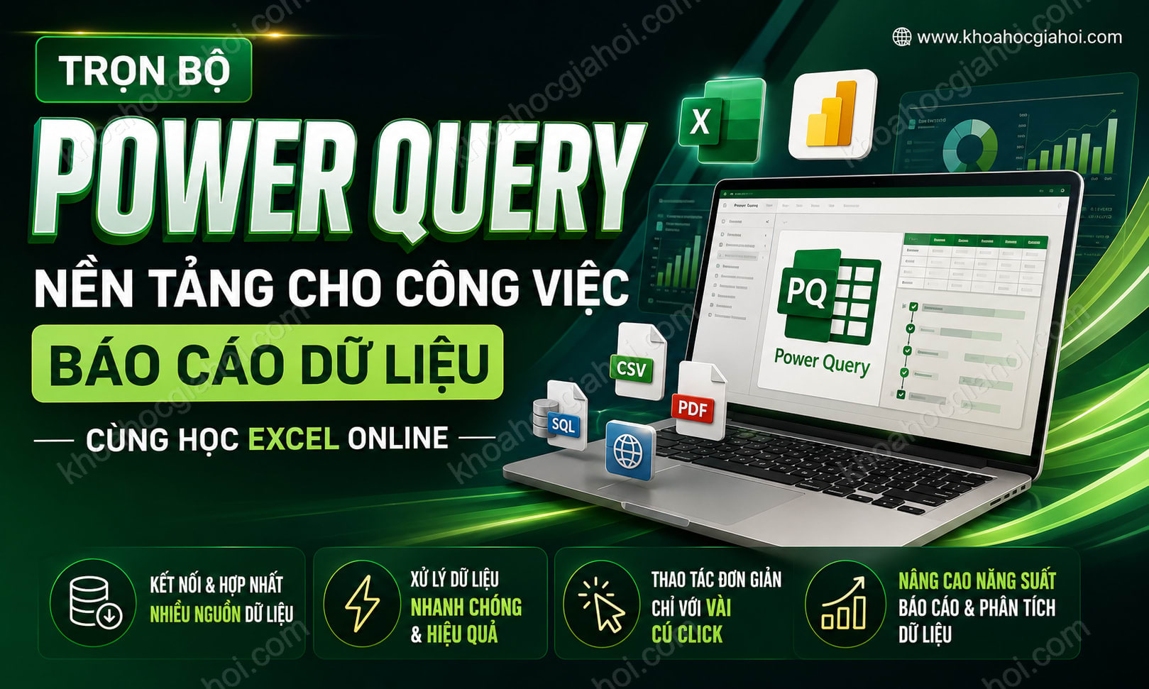Trọn Bộ Power Query Nền Tảng Cho Công Việc Báo Cáo Dữ Liệu Cùng Học Excel Online