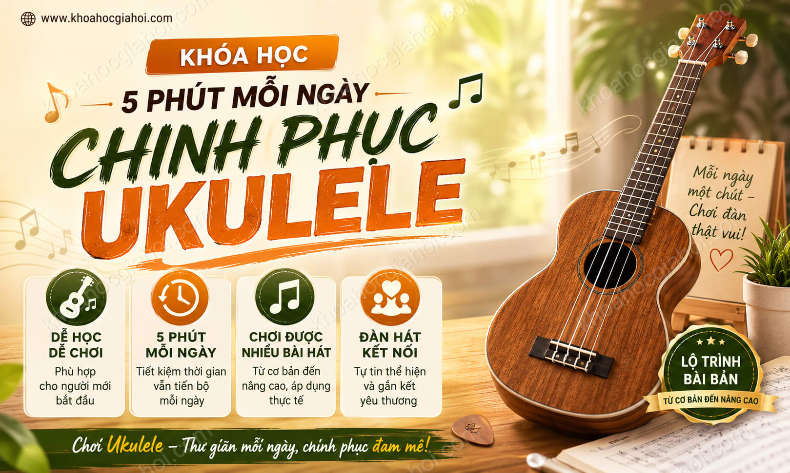 Khóa Học 5 Phút Mỗi Ngày Chinh Phục Ukulele