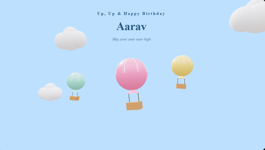 Birthday Balloon Sky - Birthday Greeting Card Templates
