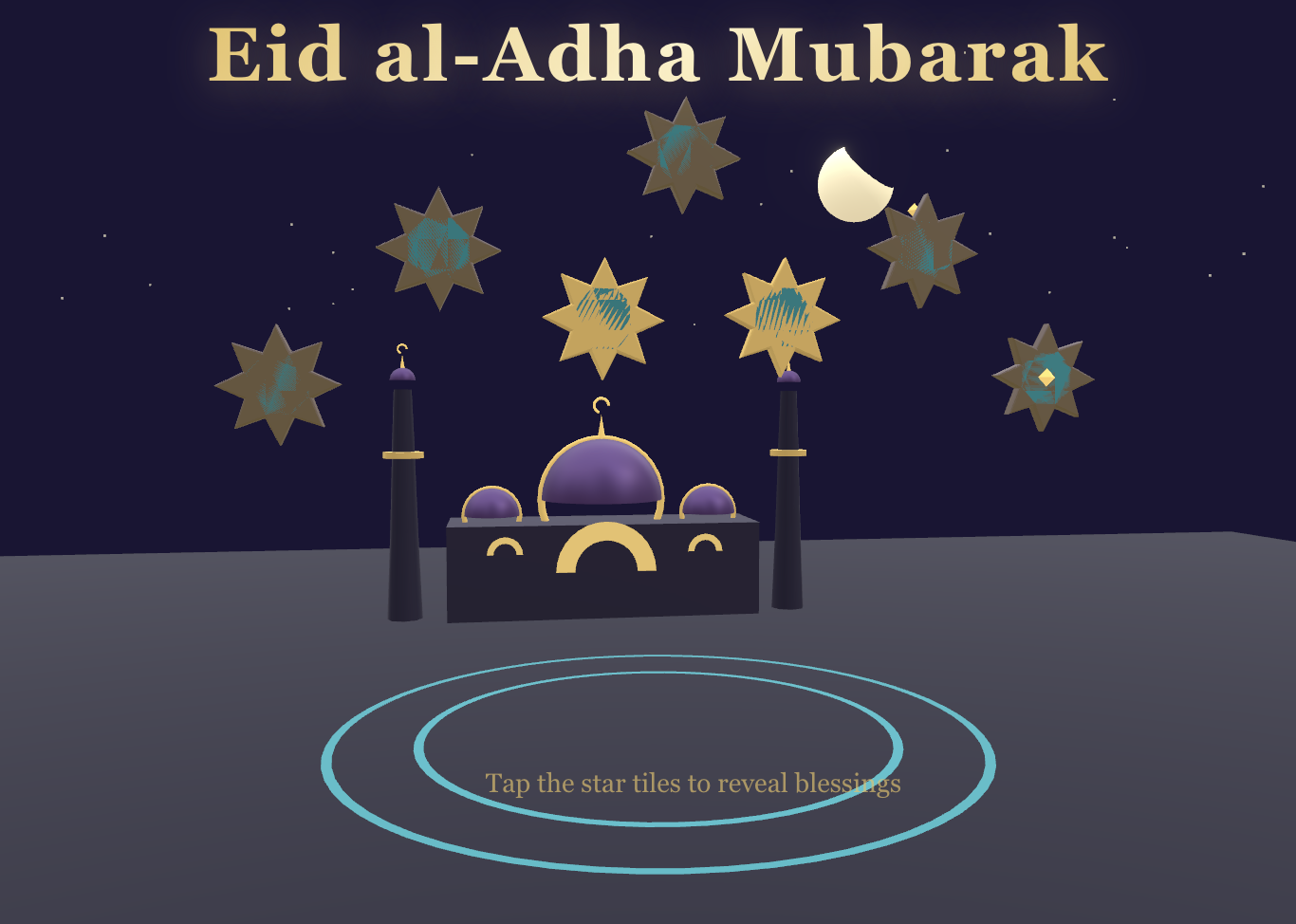 Eid al-Adha — Moonlit Mosque - Eid Mubarak 2026 & Festival Greeting Card Templates