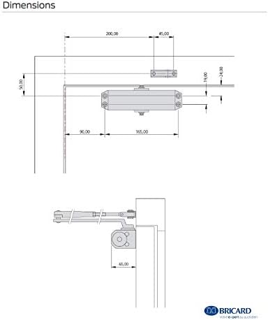 Vue 3 de Bricard Fermeporte Bras