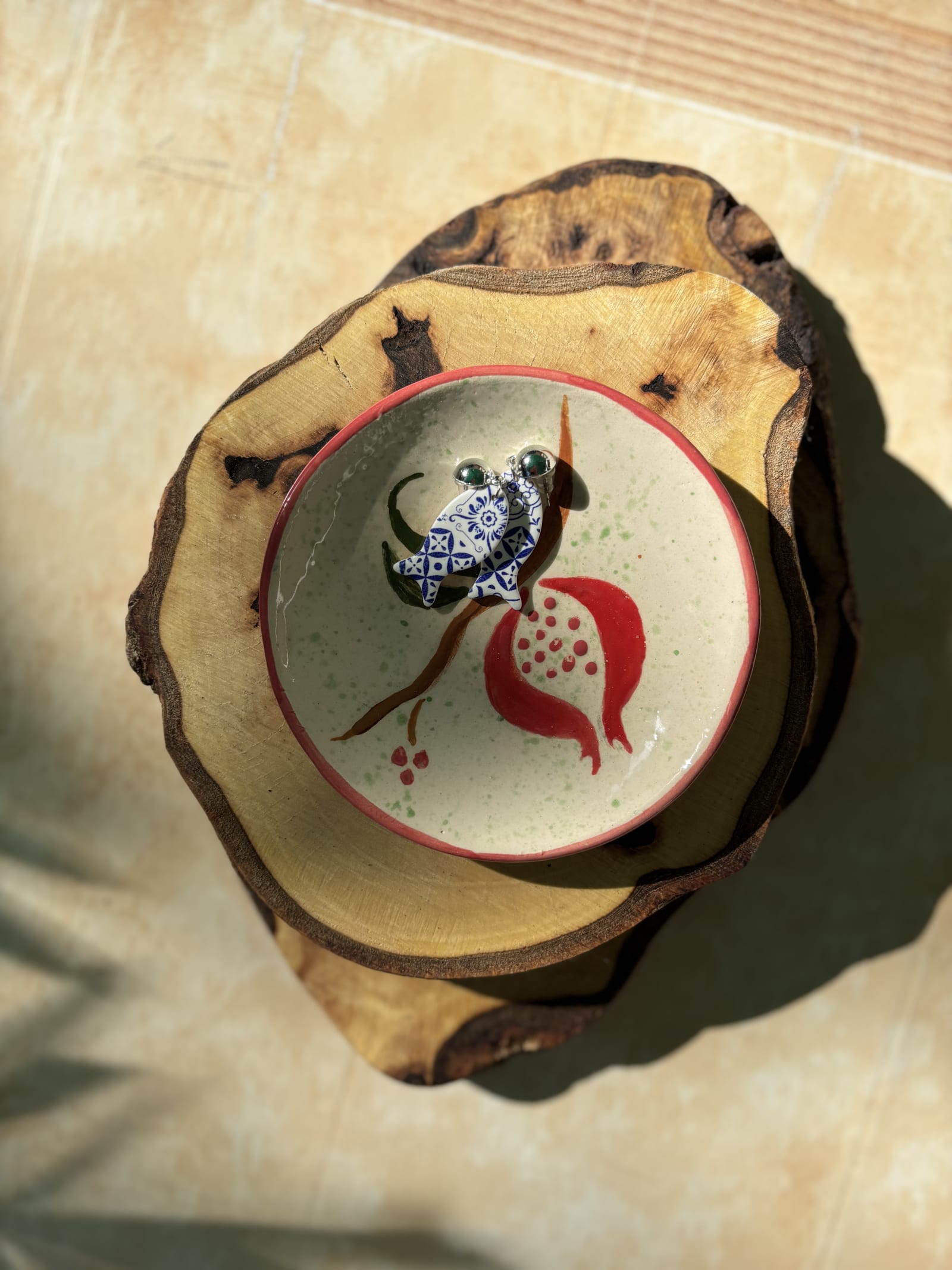 Hand-Painted Pomegranate Ceramic Trinket Dish | InchyArt