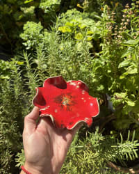 Red Flower Ceramic Trinket Dish – Handmade Jewellery & Ring Dish – view 6