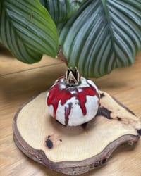 Handmade Red & White Ceramic Pomegranate – Decorative Pomegranate Sculpture – view 7