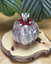 Large Handmade Ceramic Pomegranate – Red & White Decorative Sculpture – view 3