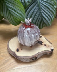 Large Handmade Ceramic Pomegranate – Red & White Decorative Sculpture – view 4
