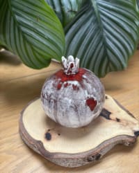 Large Handmade Ceramic Pomegranate – Red & White Decorative Sculpture – view 6