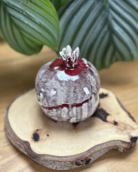 Large Handmade Ceramic Pomegranate – Red & White Decorative Sculpture – view 2