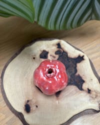 Handmade Coral Red Ceramic Pomegranate – Decorative Pomegranate Sculpture – view 5