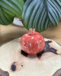 Handmade Coral Red Ceramic Pomegranate – Decorative Pomegranate Sculpture – view 6
