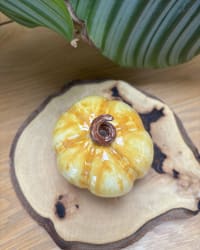 Handmade Yellow Ceramic Pumpkin – Decorative Autumn Pumpkin – view 3