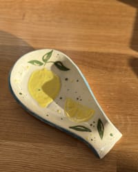 Handmade Ceramic Lemon Spoon Rest – Hand-Painted Pottery Kitchen Rest – view 3