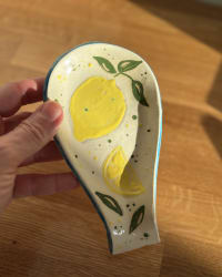 Handmade Ceramic Lemon Spoon Rest – Hand-Painted Pottery Kitchen Rest – view 2