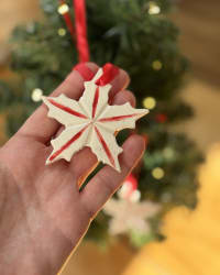 Set of 3 Handmade Ceramic Christmas Star Ornaments – Red & White Tree Decorations – view 3
