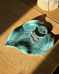 Handmade Turquoise Ceramic Leaf Dish – Decorative Botanical Plate – Artisan Home Décor – view 8