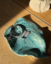 Handmade Turquoise Ceramic Leaf Dish – Decorative Botanical Plate – Artisan Home Décor – view 7