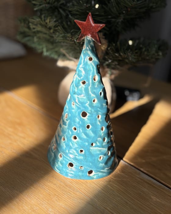 Ceramic Christmas Tree Tealight Holder | Handmade Christmas Decor | InchyArt