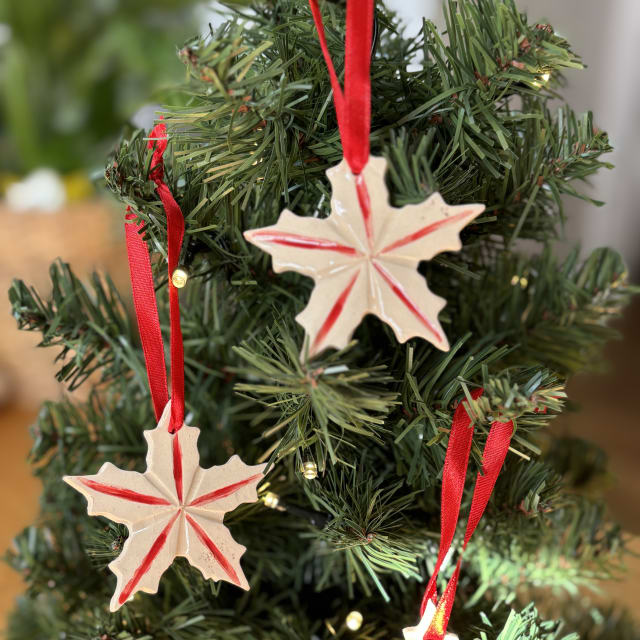 Set of Three Ceramic Christmas Stars