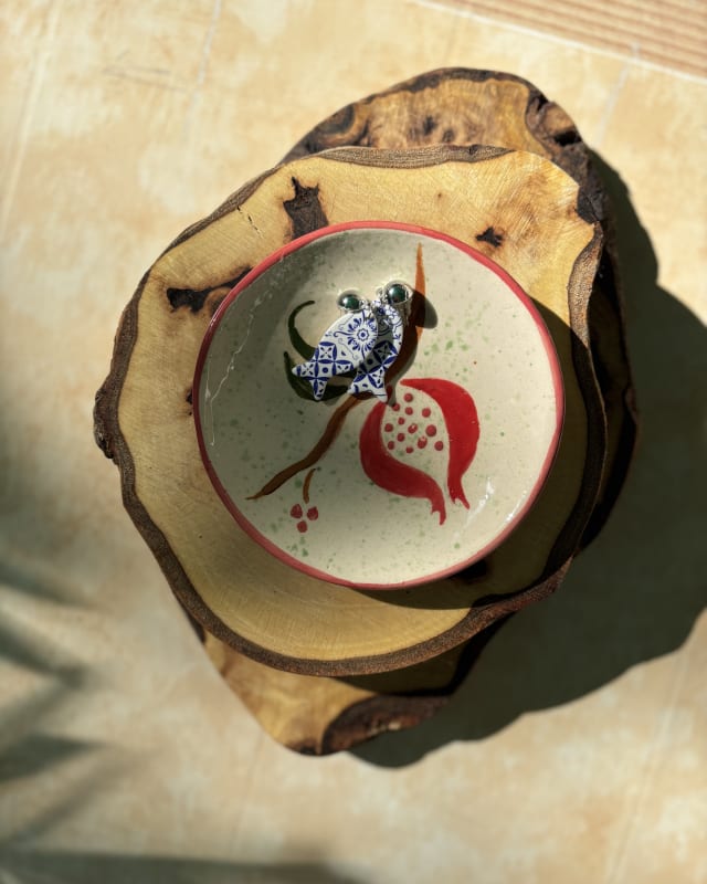 Hand-Painted Pomegranate Ceramic Trinket Dish – Jewellery & Ring Dish