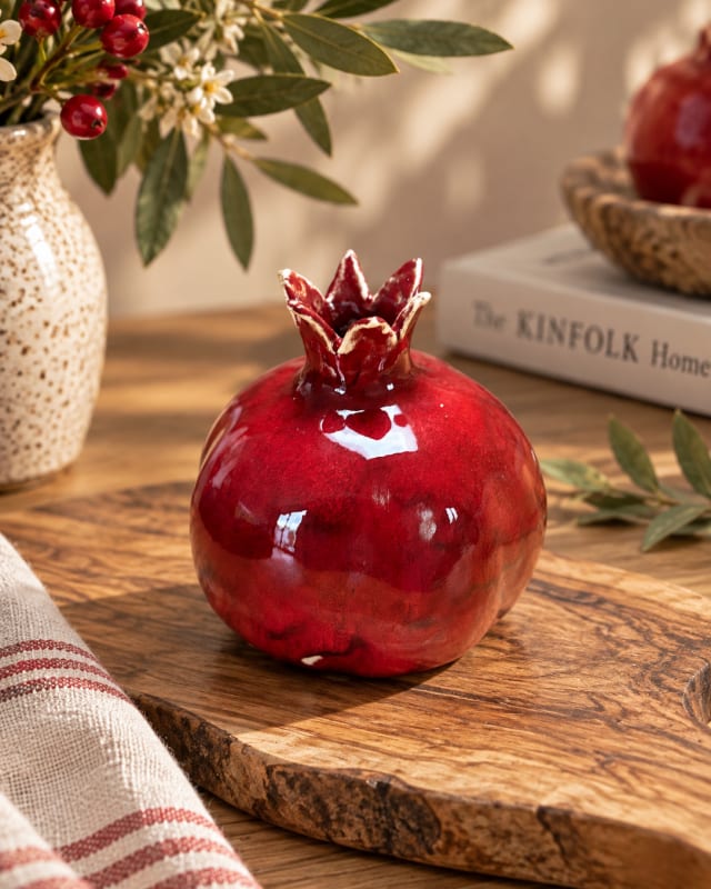 Handmade Red Ceramic Pomegranate Vase – Decorative Pomegranate Pottery