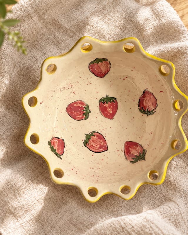 Handmade Strawberry Ceramic Bowl | One-of-a-Kind Decorative Bowl