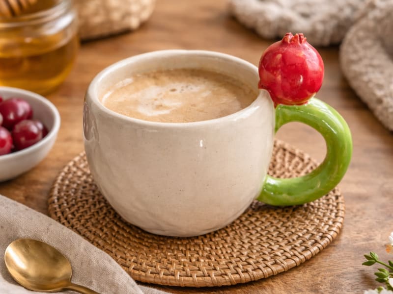 A handmade InchyArt ceramic coffee cup, the kind of everyday piece this care guide helps keep looking its best