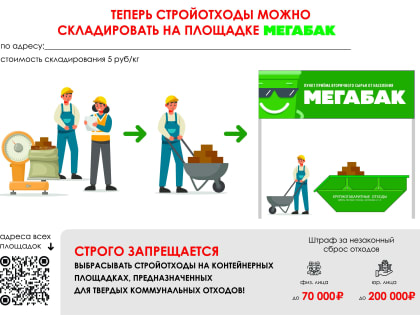 Строительные отходы жители Коломны смогут оставлять на площадке «Мегабак»