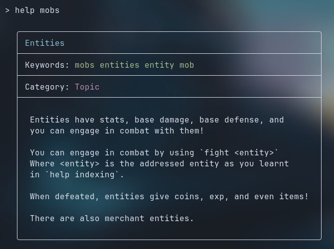 Entities Help
