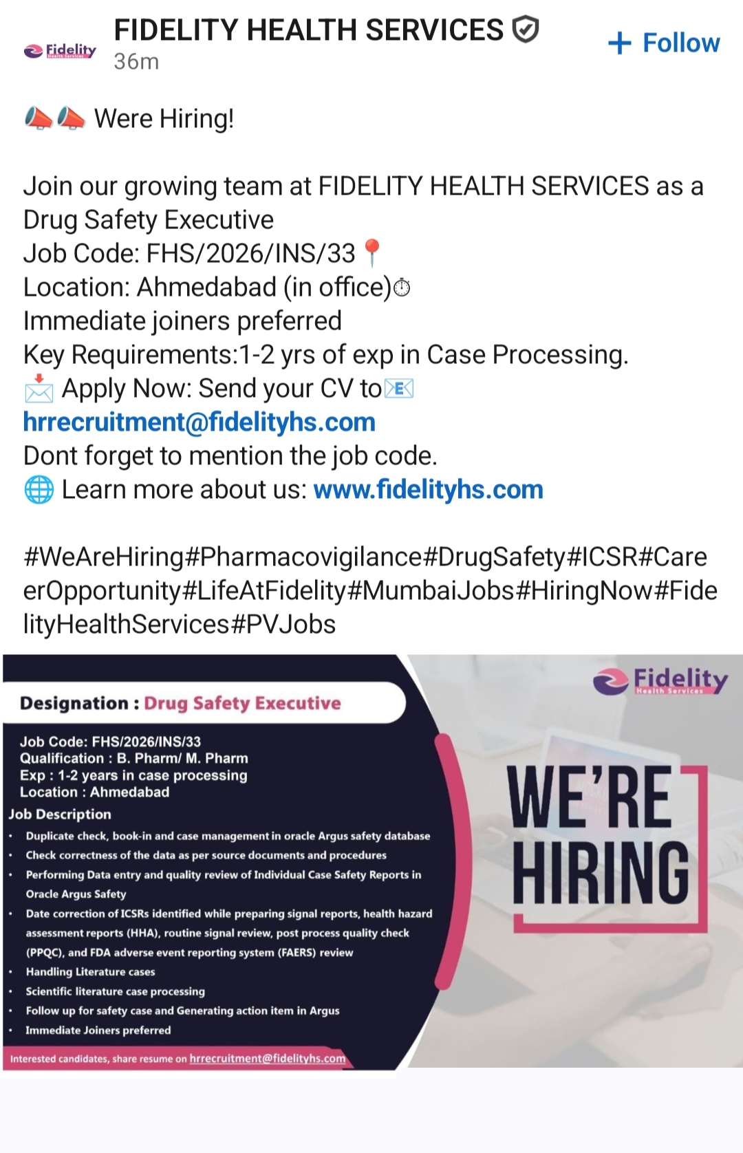 Source reference screenshot for Drug Safety Executive at Fidelity Health Services