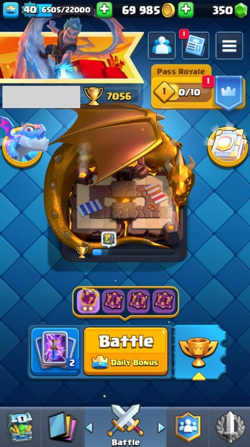 Clash Royale Account (IOS/Android) – Level 40 | Kings Tower 13 | 7056 Trophies | 117 Cards | 19 Emotes | 350 Gems | 69,000 Gold
