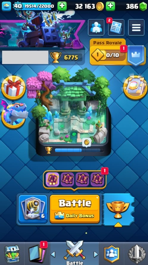 Clash Royale Account (IOS/Android) – Level 40 | Kings Tower 13 | 6775 Trophies | 113 Cards | 31 Emotes | 386 Gems | 32,000 Gold