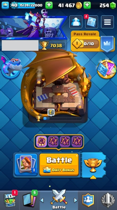 Clash Royale Account (IOS/Android) – Level 40 | Kings Tower 13 | 7038 Trophies | 115 Cards | 36 Emotes | 254 Gems | 41,000 Gold