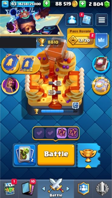 Clash Royale Account (IOS/Android) – Level 43 | Kings Tower 14 | 8810 Trophies | 115 Cards | 29 Emotes | 2804 Gems | 88,000 Gold